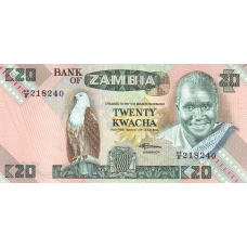 P27e Zambia - 20 Kwacha Year ND (1980-1988)